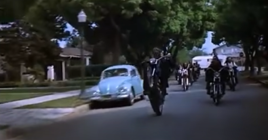 Group of motorcyclists in the middle of the street