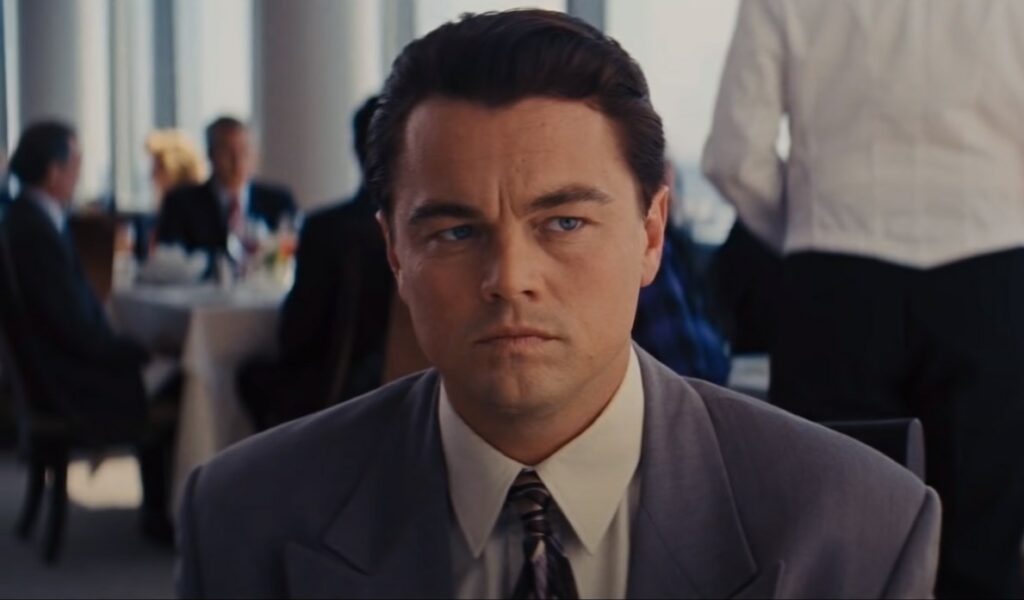Leonardo DiCaprio as Jordan Belfort in "The Wolf of Wall Street"