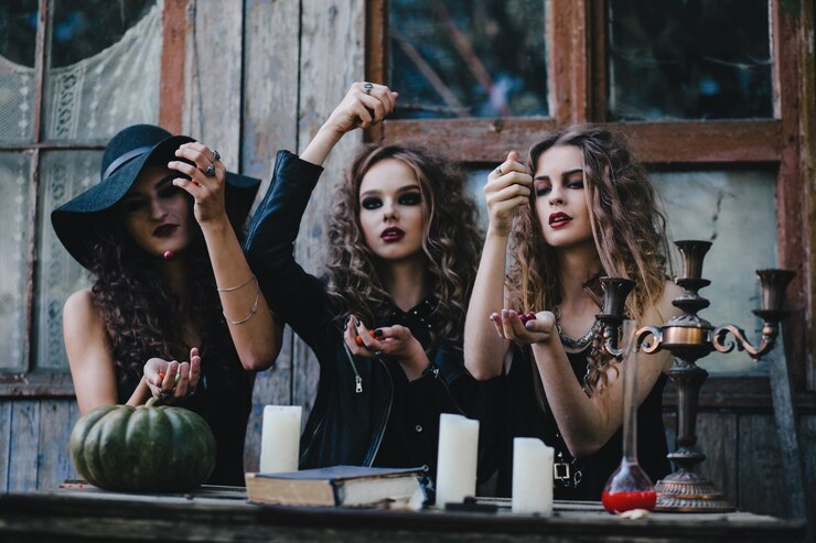Three Witches Doing a Ritual